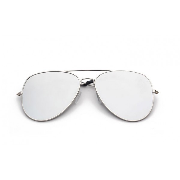 Silver Oversized Aviator Rider Mirror Polarized Lens Vintage Sunglasses